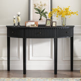 U-Style Distinctive Features of Pine Veneer Console Table with Vertical Stripe Drawer Fronts and Four Legs - V.I.P Digital Presence