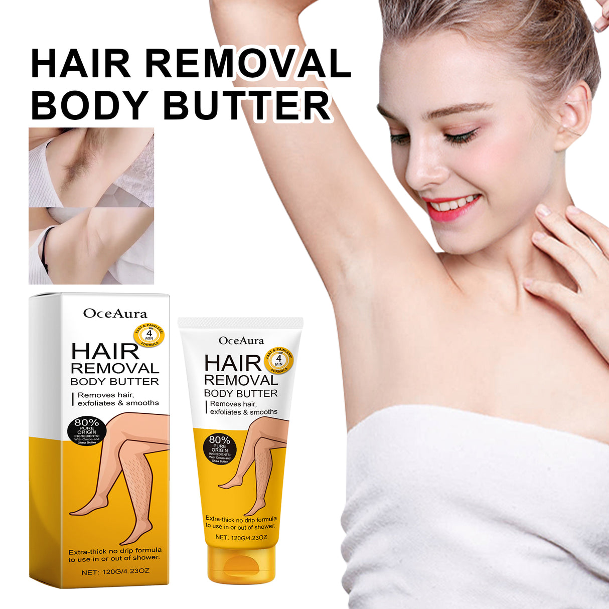 Hair Removal Body Butter, Gentle Hair Removal Non-Irritating Underarm Leg Hair Hand Hair Deep Cleansing Hair Removal Cream For Skin - V.I.P Digital Presence