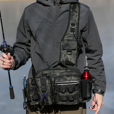 Men's Fishing Backpack: Equipped with bait box, equipment storage bag, pole holder, sling & shoulder bag design. - V.I.P Digital Presence