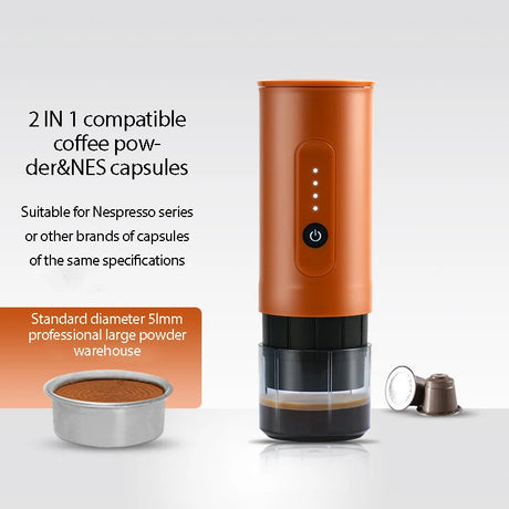 portable outdoor Italian coffee machine handheld electric coffee powder capsule dual-use travel car charging - V.I.P Digital Presence