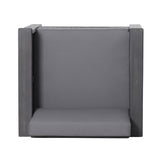 ( Set of 2) Outdoor Acacia Wood Club Chairs with Cushions, Dark Gray, 27.75"D x 32"W x 27.75"H - V.I.P Digital Presence