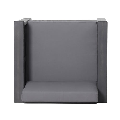( Set of 2) Outdoor Acacia Wood Club Chairs with Cushions, Dark Gray, 27.75"D x 32"W x 27.75"H - V.I.P Digital Presence