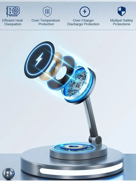 Magnetic wireless charger 3-in-1 adjustable folding wireless charger suitable for Apple phones watches headphones - V.I.P Digital Presence