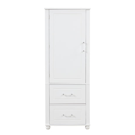 Tall bathroom storage cabinet with two drawers and adjustable shelves for independent storage - V.I.P Digital Presence