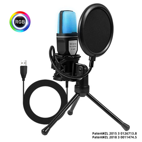 SF-666R condenser microphone RGB seven color luminous microphone with shock mount USB computer game - V.I.P Digital Presence