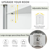 White Triangle Bathroom Storage Cabinet with Adjustable Shelves, Freestanding Floor Cabinet for Home Kitchen - V.I.P Digital Presence