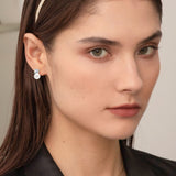 Fashionable freshwater pearl earrings s925 pure silver round strong light bulb earrings - V.I.P Digital Presence