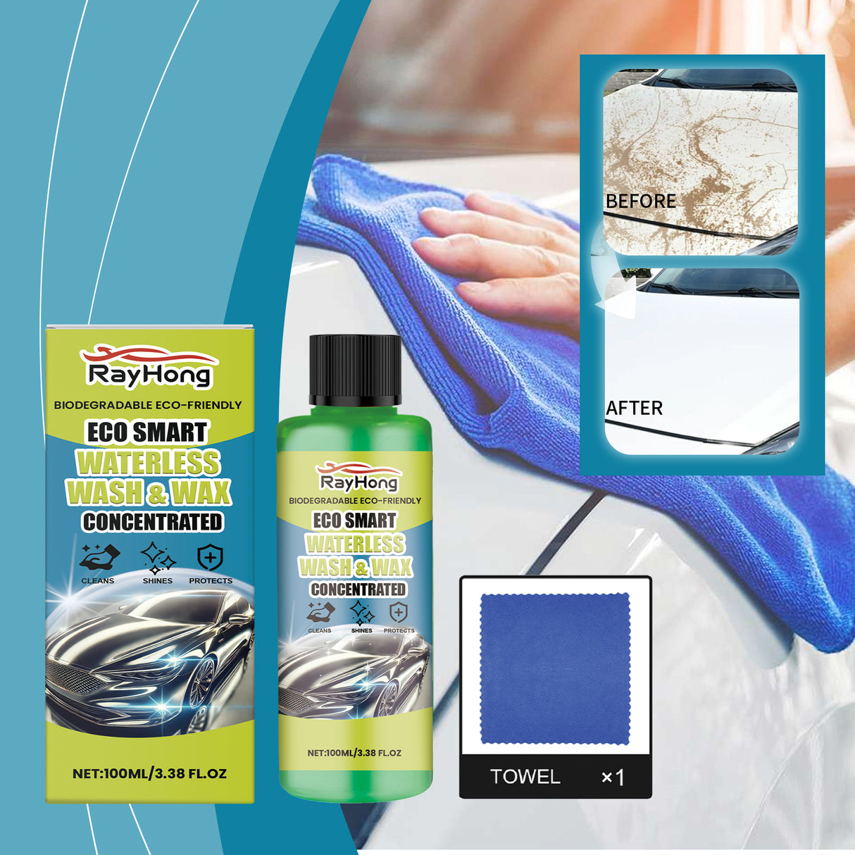 Waterless Car Wash Cleaning Set, Car Wash Cleaning And Decontamination Mild Decontamination Car Bright Cleaner - V.I.P Digital Presence