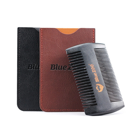 Black Spray Painted Pear Wood Bluezoo Double Sided Beard Comb Beard Portable Comb Care - V.I.P Digital Presence