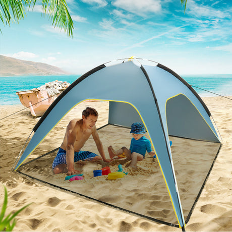 Quick-open beach tent, sun shelter, light shade for outdoor camping, 3-vented, spacious design - V.I.P Digital Presence
