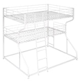 Full XL over Twin XL over Queen Size Triple Bunk Bed with Long and Short Ladder White