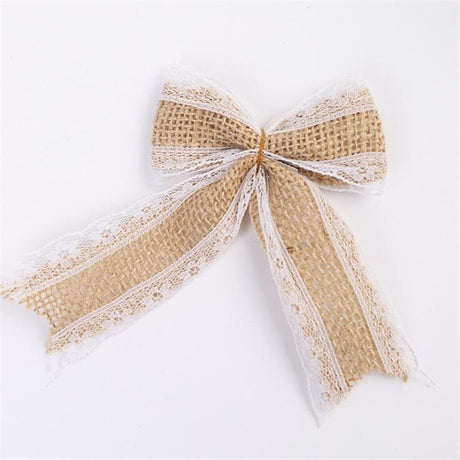Vintage Natural Jute Burlap Lace Bows Ribbon Wedding Party Decoration Gift Box Packaging DIY Decoration Bowknot - V.I.P Digital Presence