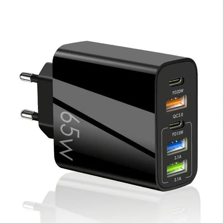 Standard PD65W mobile phone charger 4A type-c PD+3USB multi port European, American, English travel charging head - V.I.P Digital Presence