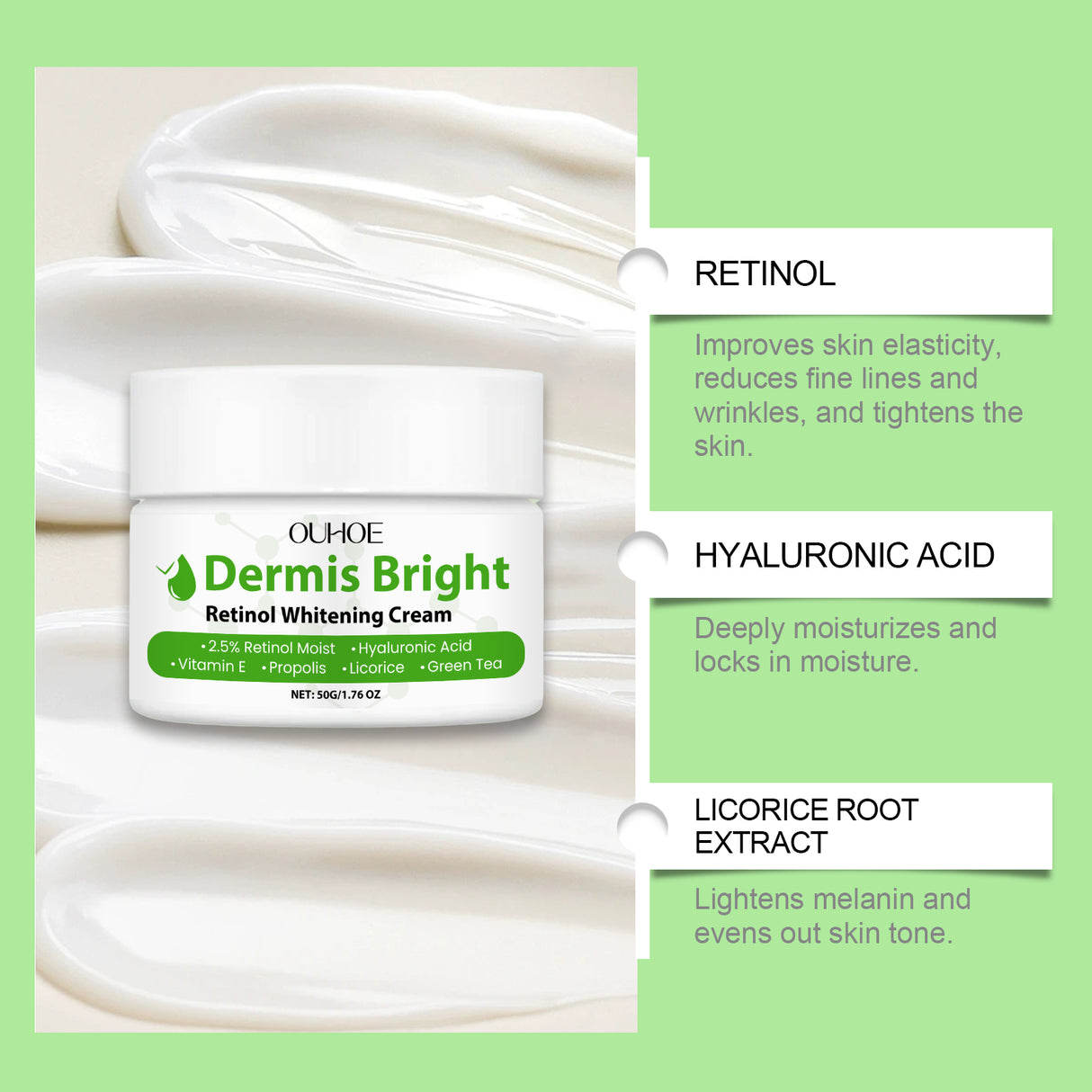 Retinol Brightening Cream Retinol Firming, Silky And Elastic Skin Moisturizing And Glossy Cream
