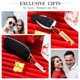 Personalized Heart Keychain Set  Engraved King Date and Name Love Keyring Gift for Couples Girlfriend Boyfriends Key Chain Rings - V.I.P Digital Presence