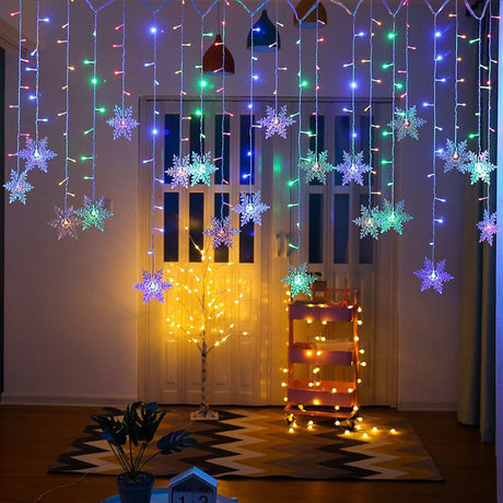 Snowflake ice strip curtain light, holiday decoration light, Christmas snowflake colored light, LED star curtain light string - V.I.P Digital Presence