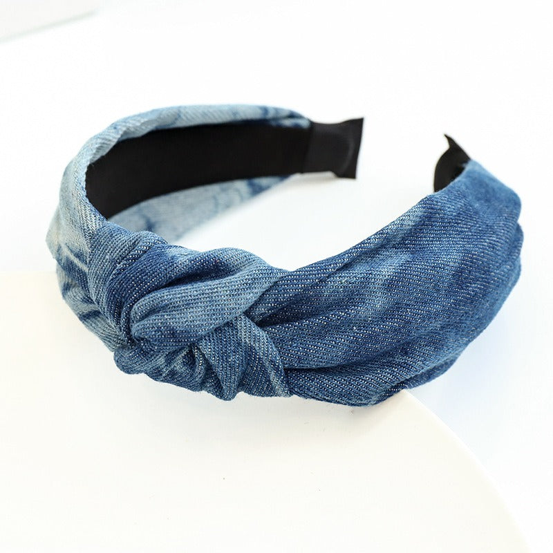 Hair hoop fashion denim fabric middle knot hair clip headband for girls going out headwear - V.I.P Digital Presence