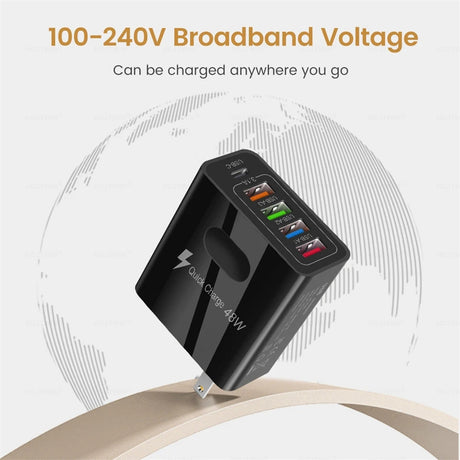 4USB charger, five in one charger, 48W multi interface charger, PD fast charging charger, 4U+PD - V.I.P Digital Presence