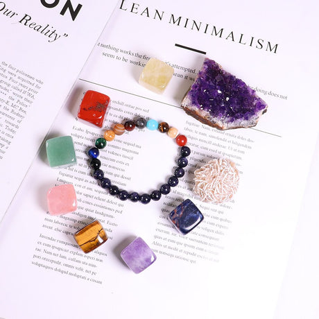 Natural crystal quartz Seven Chakra Healing gemstone crystal original stone mineral specimen box Collection - V.I.P Digital Presence