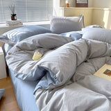 Cotton Dyed Washed Cotton Bedding Set Pure Cotton A Class Flat Sheet Quilt Cover Fitted Sheet Quilt Cover Three-Piece Set Striped