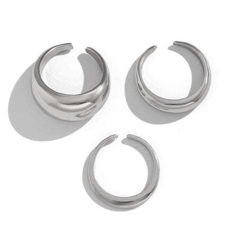 Fashion irregular alloy ring 3-piece set with smooth geometric opening ring set - V.I.P Digital Presence