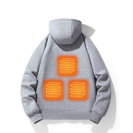 European and American zipper cardigan heating hoodie intelligent hooded five zone heating jacket outdoor warm electric clothing for men - V.I.P Digital Presence