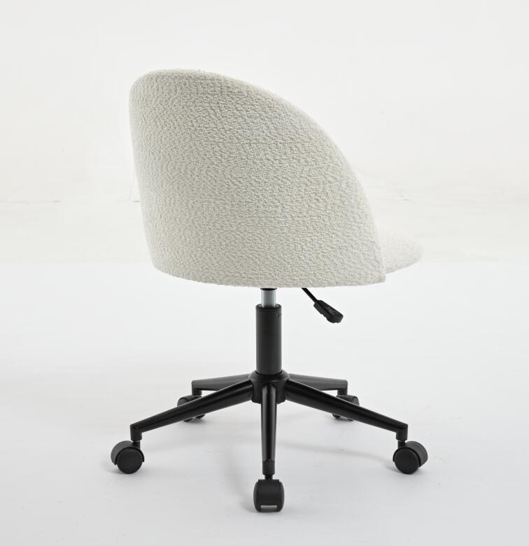 Velvet fabric office chair, mid back adjustable rotating computer chair, black legs, cushioned office chair with wheels ，White - V.I.P Digital Presence