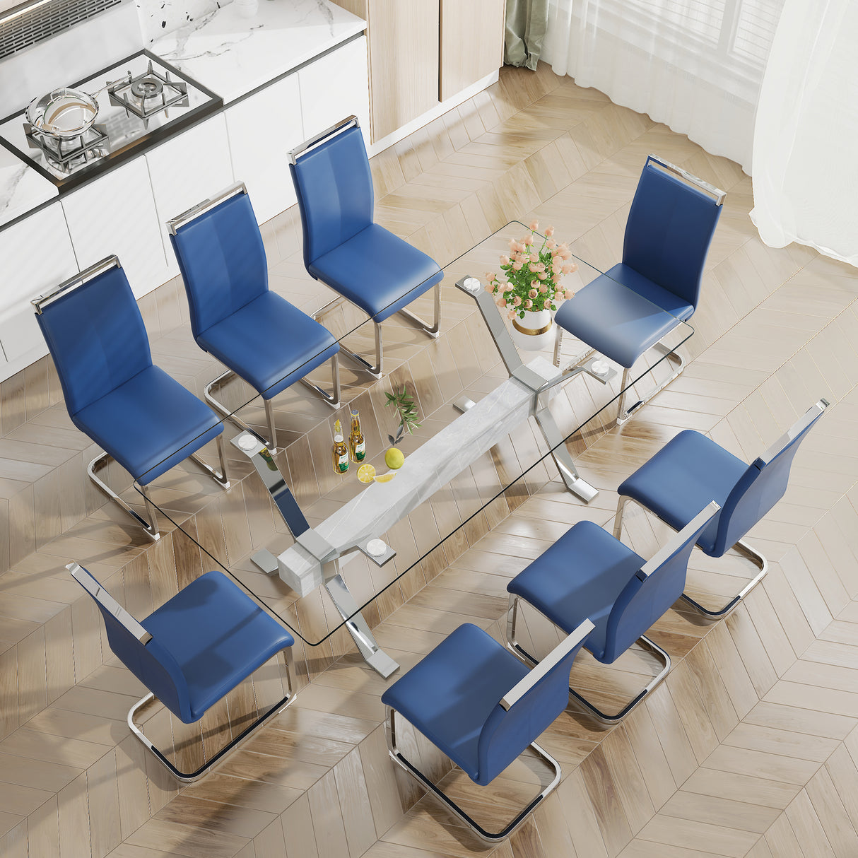 Dining table Modern tempered glass dining table 79 ''x39''x30 '' 1105 - V.I.P Digital Presence