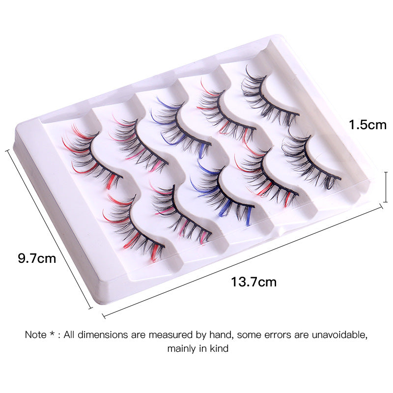 Color false eyelashes 5D multi-layer thick cross mink eyelashes 5 pairs of eyelashes - V.I.P Digital Presence