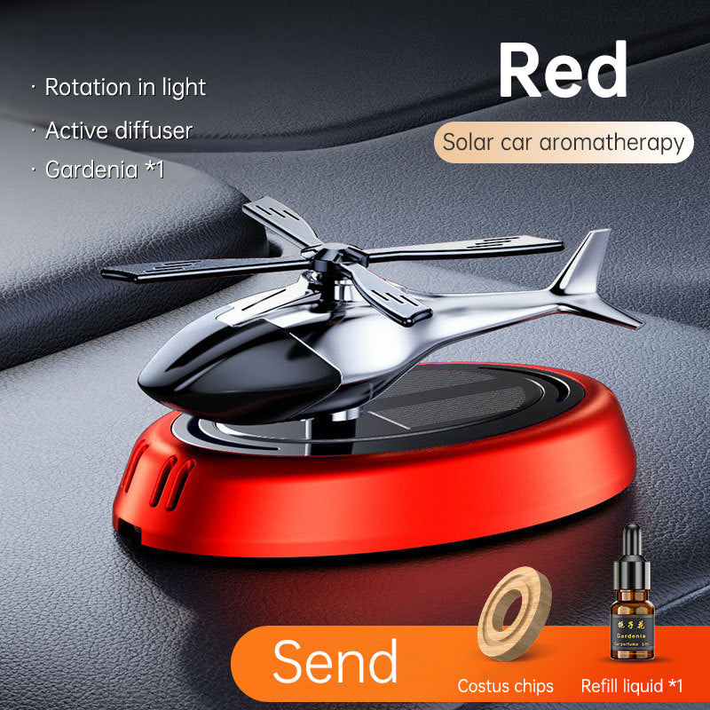 Solar Rotating Helicopter Aromatherapy Car Ornaments Car Air Freshener Alloy + ABS Wooden Aromatherapy Machine - V.I.P Digital Presence