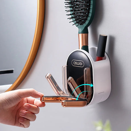 Wall Mounted Hair Dryer Holder Foldable Bathroom Wall Organizer Storage Holder Home Hair Brush Storage Bracket Hair Dryer Rack - V.I.P Digital Presence