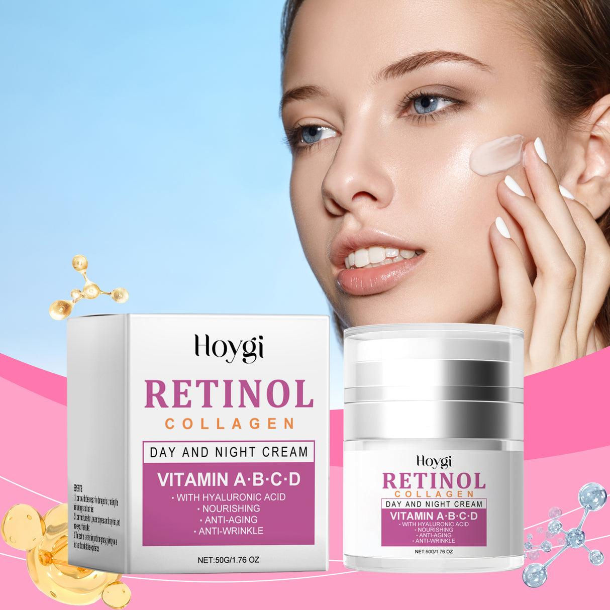 Collagen Cream Hydrating Facial Treatment Reduces Fine Lines, Brightens Skin Tone And Moisturizes Skin