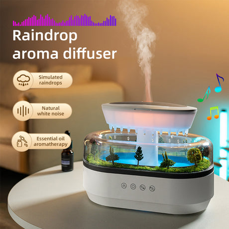 Smart Cool Mist Raindrop Air Humidifier for Garden Landscape Christmas Tree White Noise Oil Aroma Diffuser Portable - V.I.P Digital Presence