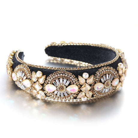 Super Sparkling Colored Diamond Pearl Baroque Retro Women's Sponge Head Hoop - V.I.P Digital Presence