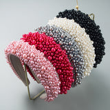 Hair Hoop Baroque Sponge Pearl Hair Accessories Women's Handmade Beaded Multicolor European and American Broad-brimmed Headband - V.I.P Digital Presence