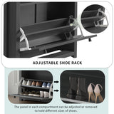 ONTREND functional with 2 flipped drawers, top shoe cabinet with adjustable panel, independent shoe rack, gray - V.I.P Digital Presence