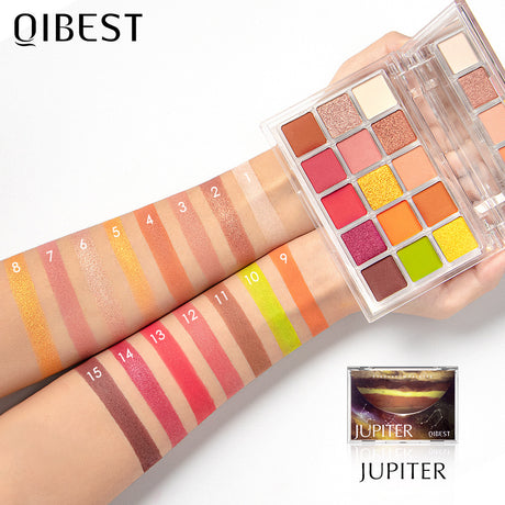 QIBEST Starry Eye Shadow Earth Color Mashed Potato Pearlescent Matte Glitter Eyeshadow Powder 15 Color Eyeshadow - V.I.P Digital Presence