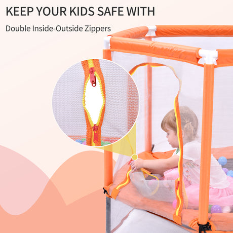 55'' Toddlers Trampoline with Safety Enclosure Net and Balls, Indoor Outdoor Mini Trampoline for Kids - V.I.P Digital Presence