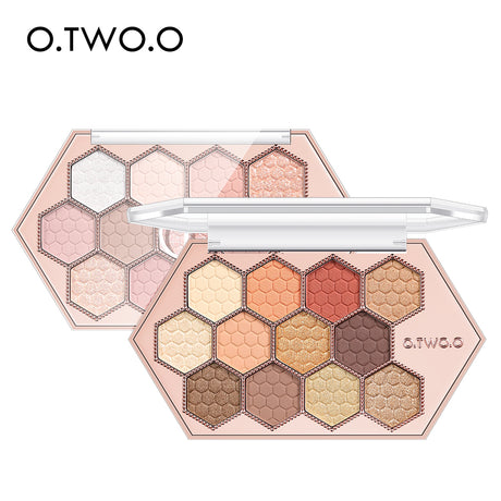 Honeycomb Hexagonal Star Diamond Eyeshadow Palette Taro Powder Honey Earth Eyeshadow Natural Highlight 12 Colors - V.I.P Digital Presence