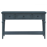 TREXM Classic Retro Style Console Table with Three Top Drawers and Open Style Bottom Shelf (Navy)