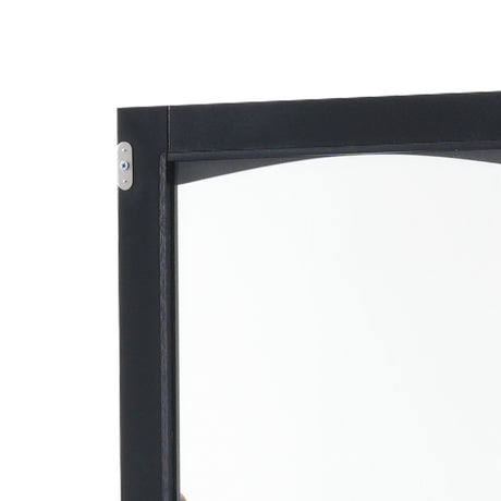 Tall Bathroom Storage Cabinet with Glass Doors, Free-Standing, Two Drawers, and Adjustable Shelves, MDF Board, Painted Black - V.I.P Digital Presence