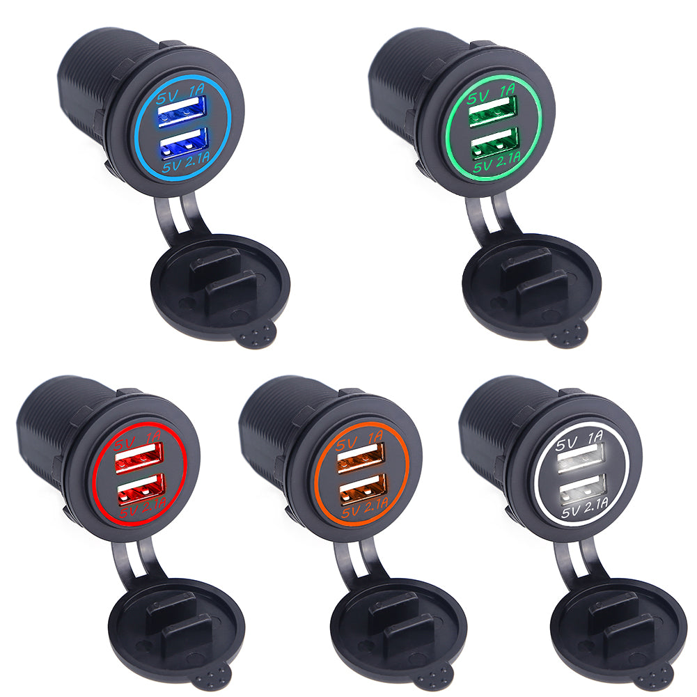 Car Charger USB Vehicle DC12V-24V Waterproof Dual USB Charger 2 Port Power Socket 5V 2.1A/1A car-charger - V.I.P Digital Presence