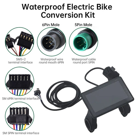 Waterproof color LCD meter H6C for e-bikes, SM/weatherproof connector, smart e-bike screen with USB. - V.I.P Digital Presence