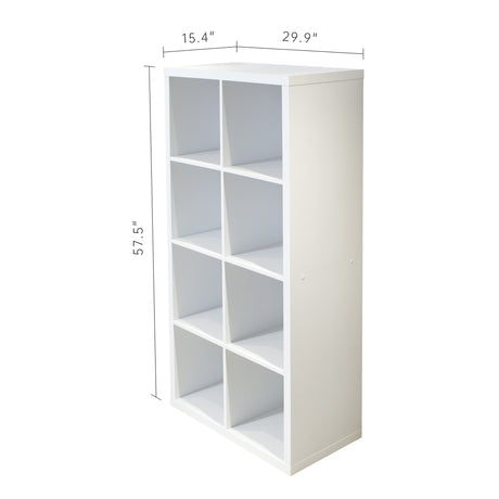 Smart Cube 8-Cube Organizer Storage with Opened Back Shelves 2 X 4 Cube Bookcase Book Shleves for Home Office (White) - V.I.P Digital Presence