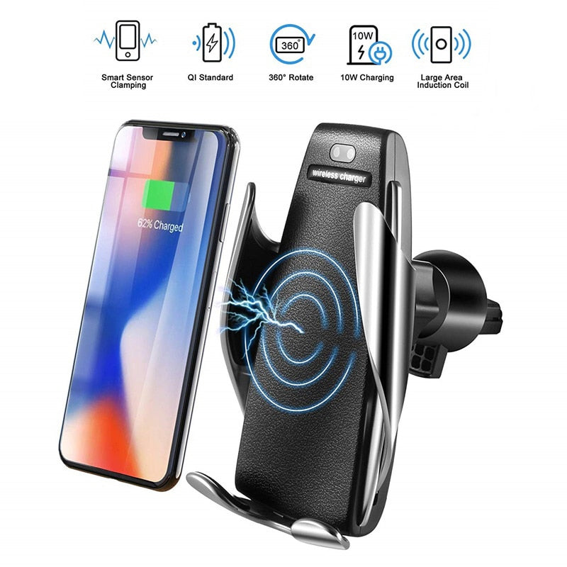 Automatic Clamping Wireless Car Charger Air Vent Phone Holder 360 Degree Rotation USB Charging Mount Bracket - V.I.P Digital Presence