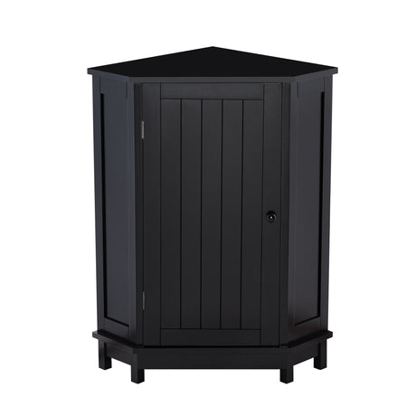 Black Bathroom Cabinet Triangle Corner Storage Cabinet with Adjustable Shelf Modern Style MDF Board - V.I.P Digital Presence