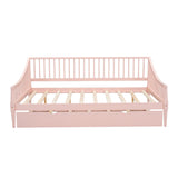 Full Size Daybed with Trundle and Support Legs  Pink