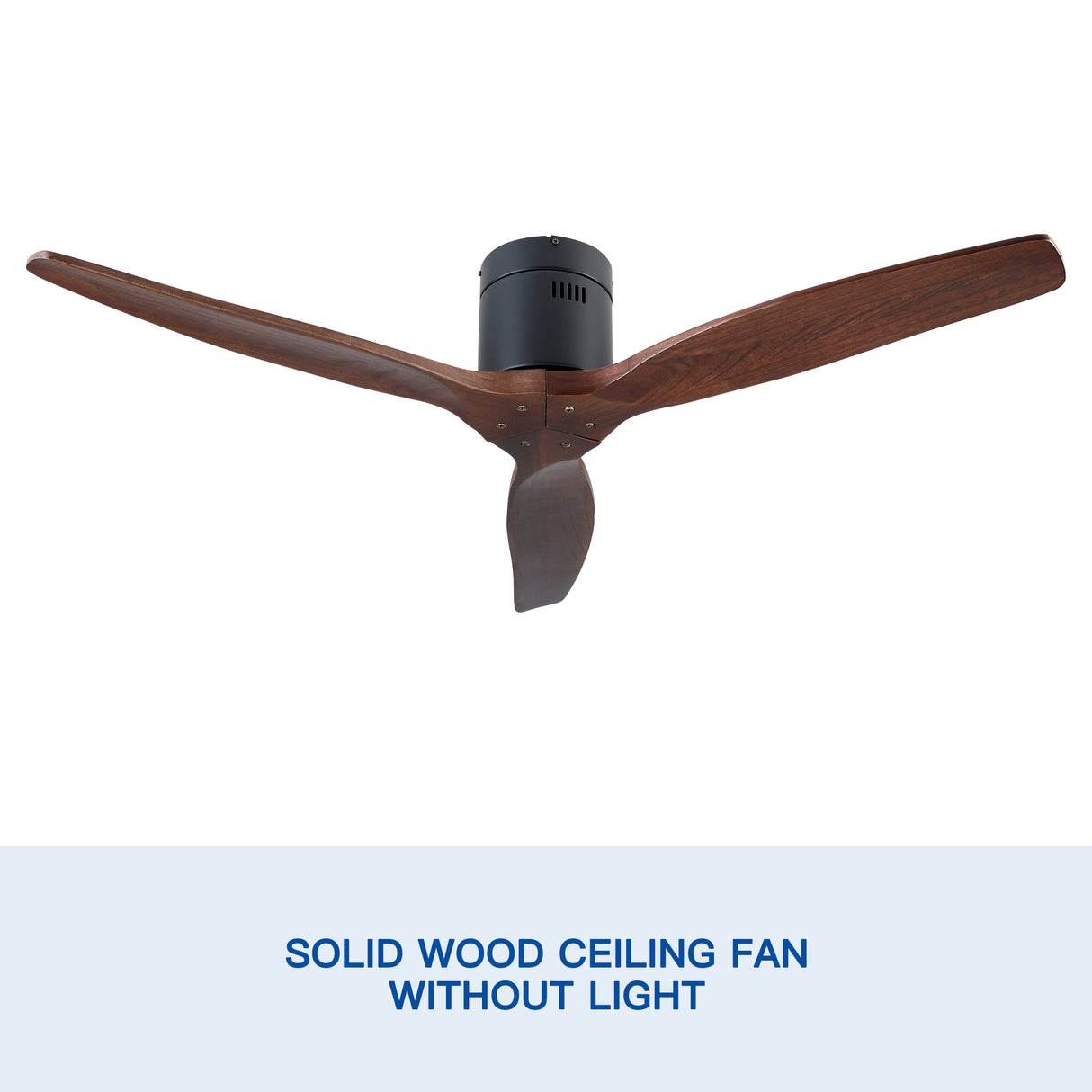 52" YUHAO Farmhouse Rustic Ceiling Fan without Light - Matte Black with Solid Wood Blade - V.I.P Digital Presence