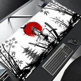 Alfombrilla de ratón Samurai Warrior para gamers, accesorios para ordenador, teclado, mesa, alfombrilla de ratón negra, empresa, accesorio de escritorio para portátil y gaming
