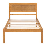 Platform Bed Frame with Headboard  Wood Slat Support  No Box Spring Needed Twin Oak